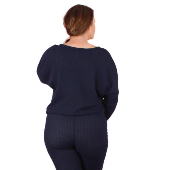 NEW UNDERSUMMERS soft and cozy waffle lounge set in navy - Picture 4 of 5